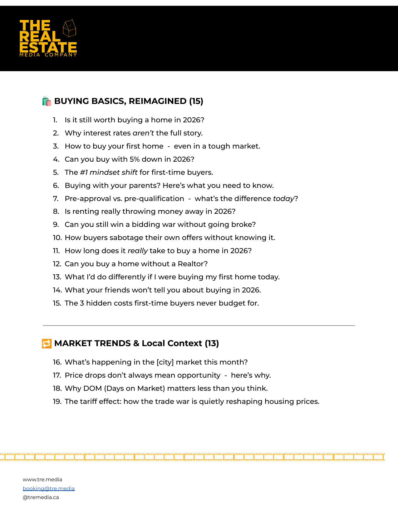 Page from the 75 Modern Real Estate Video Ideas PDF