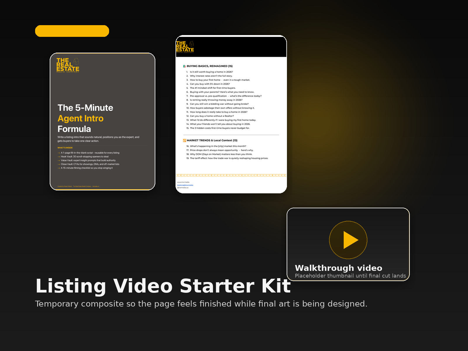 Listing Video Starter Kit — Formula PDF, 75 Ideas PDF, and walkthrough video