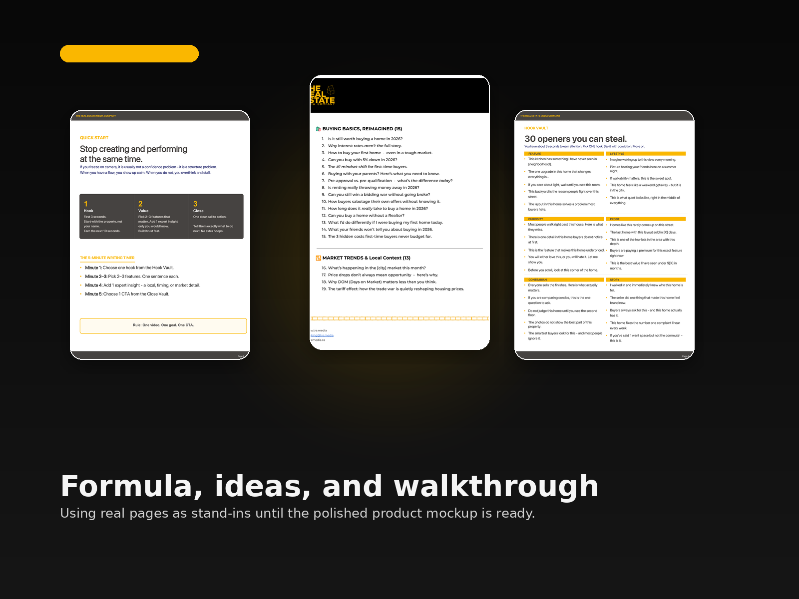 Listing Video Starter Kit — three deliverables